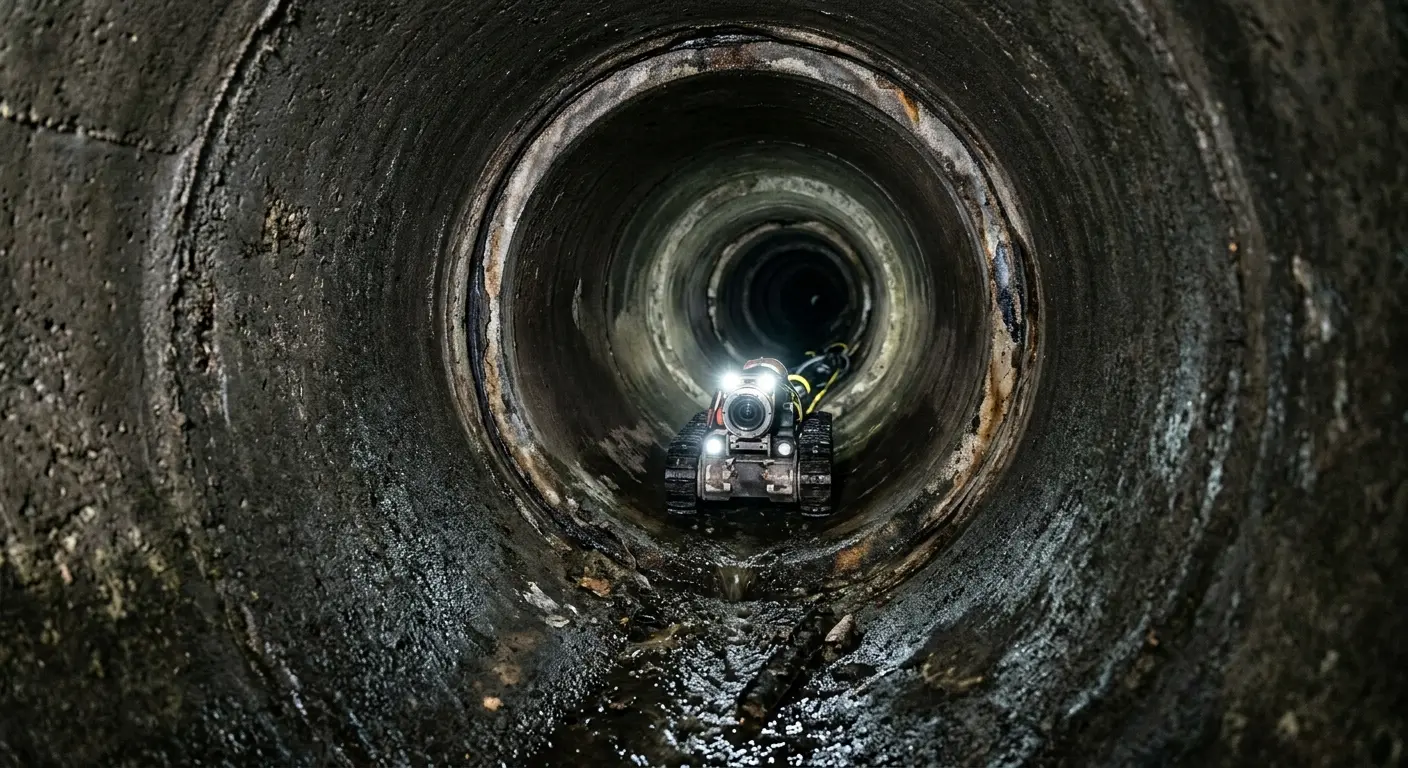 Robotic sewer camera inspecting pipe interior for Drain Snake Service in Indian Hills